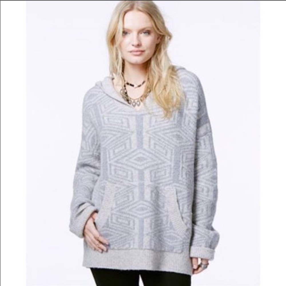 Free People Six Degrees Gray Hoodie Sweater XS